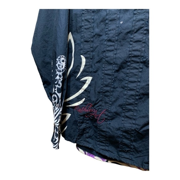 Men’s Vintage Y2K Ruthless Art Embellished Button Front - Picture 4 of 6